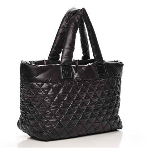 CHANEL Nylon Quilted Large Coco Cocoon Tote Black